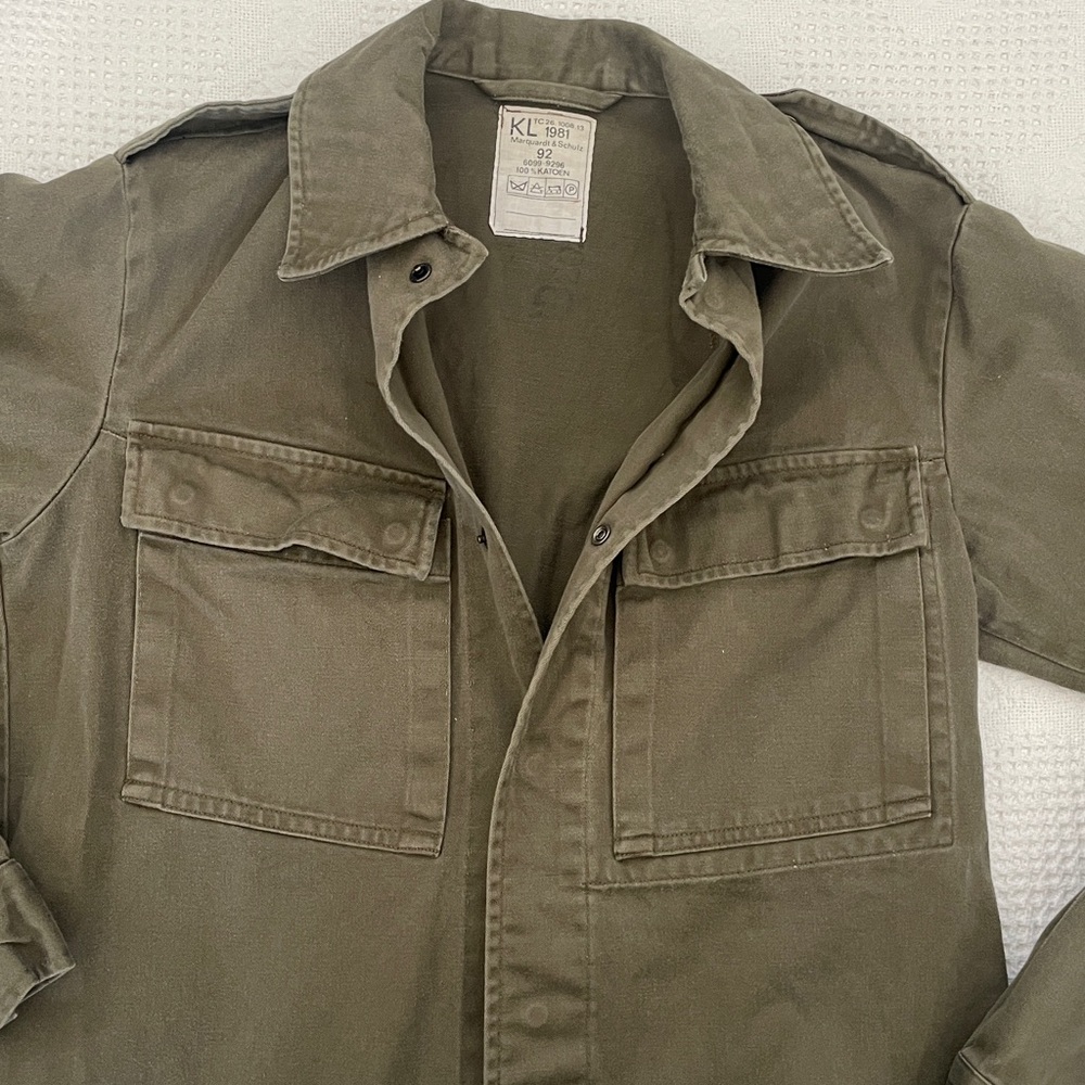 Vintage Dutch Army Military Field Shirt Jacket Size 92 Cotton Chore Jacket - Picture 4 of 9